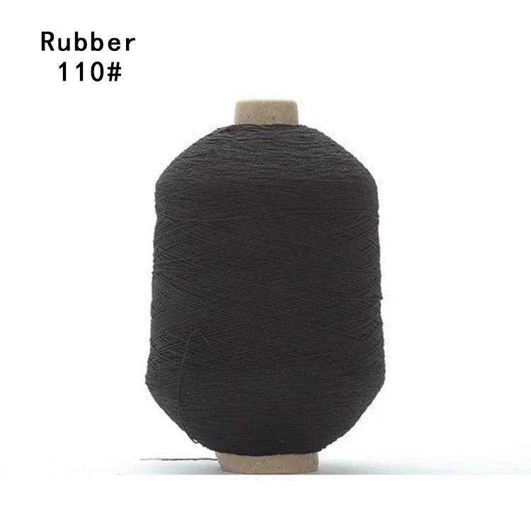 cheap price natural latex cover polyester yarn elastic spandex thread for socks 110# black rubber yarn