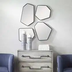 Custom Metal Frame Hexagonal Decor Mirror 4Pcs/Set Free Combination Vintage Luxury Wall Sticker Mirror