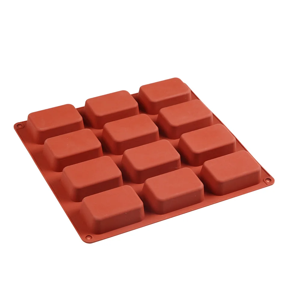 Mini 12 evens Rectangle shape diy handmade soap silicone mold for hotel