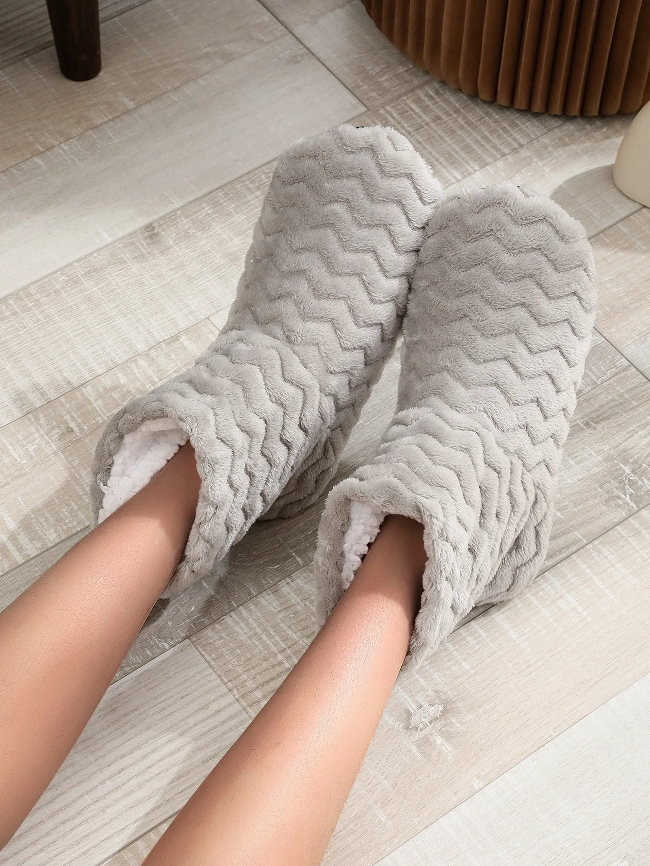 Women Winter Floor Shoes Indoor Home Quiet Slippers Fur Cotton Plush Anti Skid Non-Slip Soft Warm Boots