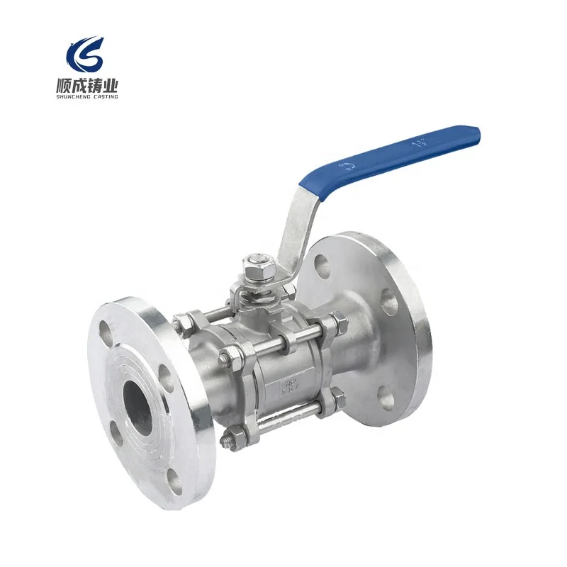 ANSI Class 300 3 Piece Stainless Steel Flanged SS Ball Valve with Handle