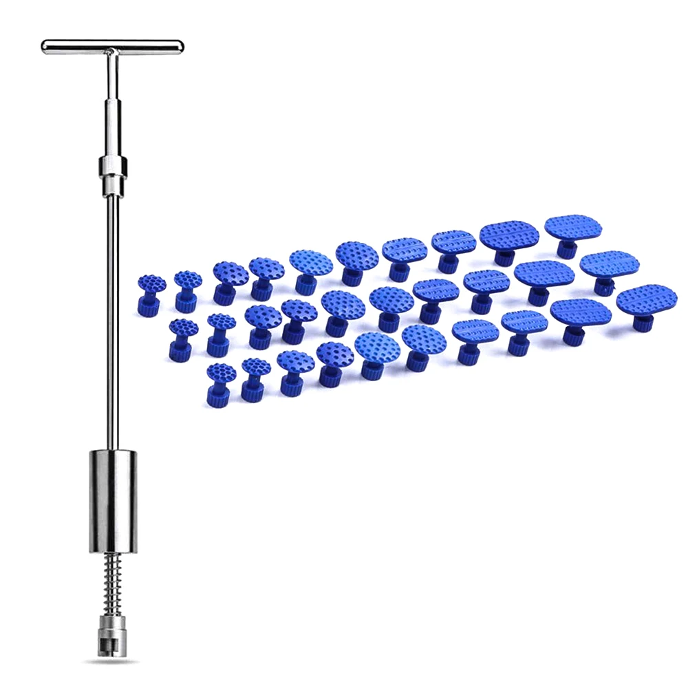 New 2 In 1 Reverse Slide Hammer Car Dent Repair Puller Tools Removal Lifter Remover Kit Suction Cups With 18pcs Glue Tabs