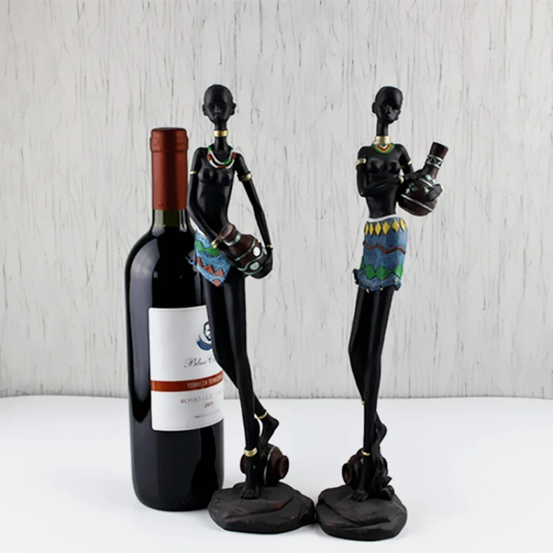Resin High Quality Elegant Black Resin Premium Quality Young African Woman Lady Figurine For Home Decor