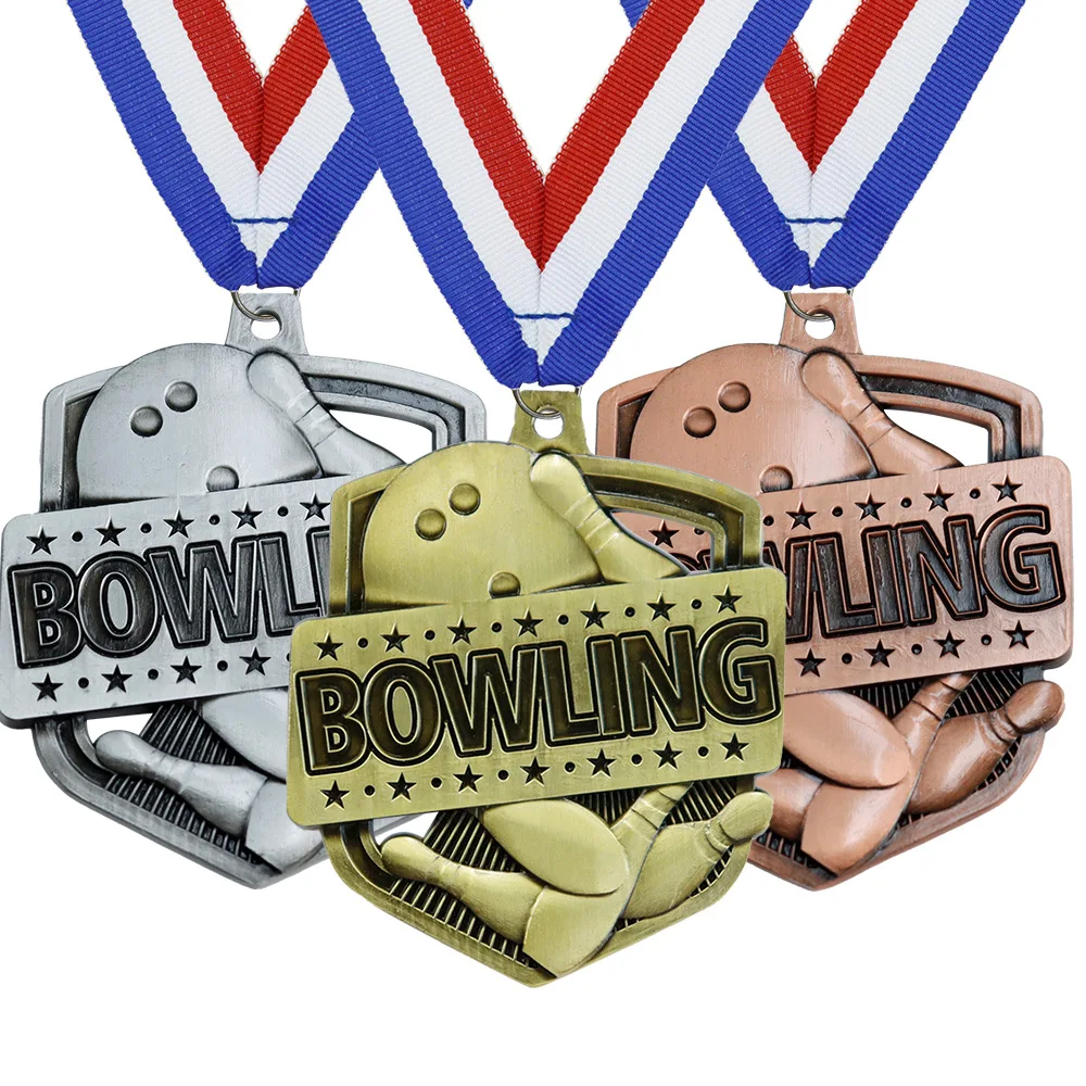 Manufactures Cheap Zinc Alloy Metal Sport Medal bowling ball 2D 3D Award Custom Medal