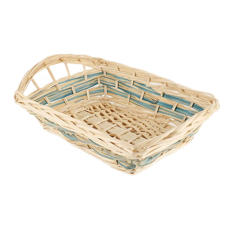 Оптовая продажа плетеная трава из ивы прямоугольная итальянская тарелка корзины для хранения фруктов дома