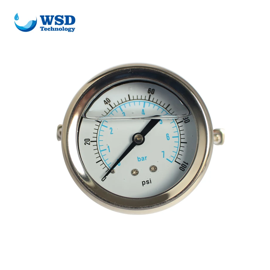 2.5inch Laser welding all stainless steel oil filled pressure gauge 1/4 inch MNPT for ro membrane system