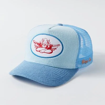 women men plain high quality custom logo patch two tone color corduroy 5 panel A fame cap mesh trucker hat with logo