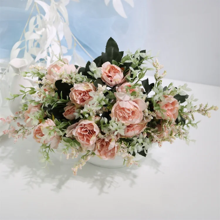 Hot Sale 5 Branches 32cm Real Touch Peony Silk Flower Centerpieces For Wedding Decoration