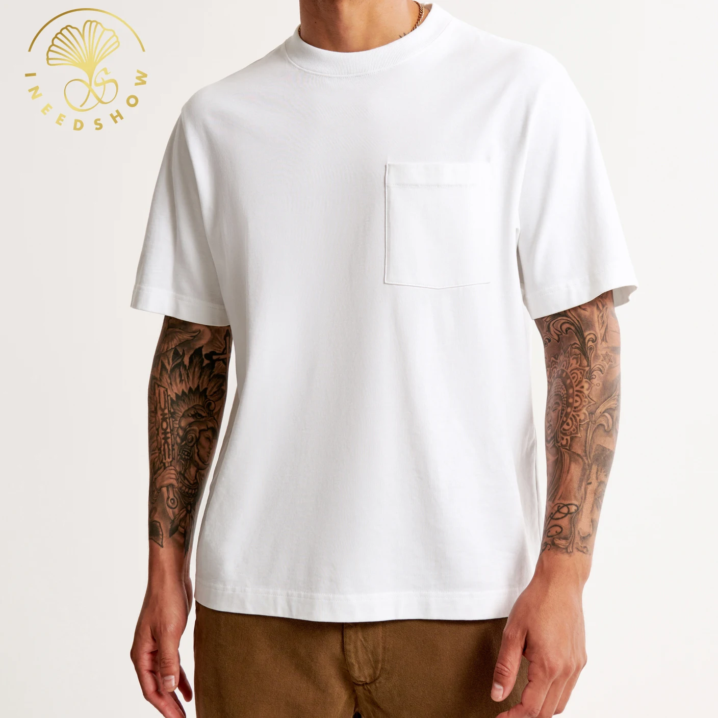 Workout Clothing Men Custom Drop Shoulder Short Sleeve Front Pocket Cotton Oversized Plain Blank Sport Casual T Shirts For Men