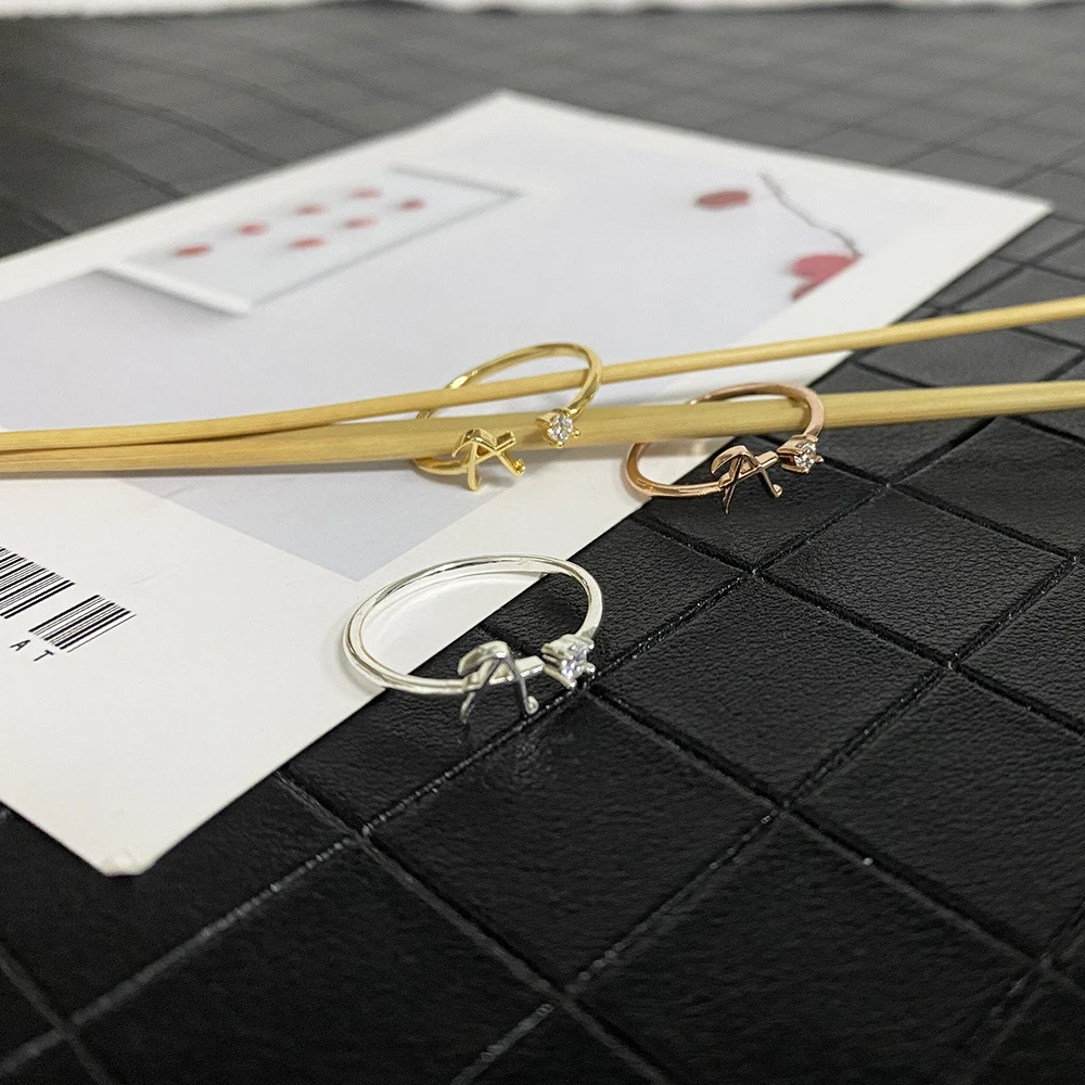 Resizable Knuckle Fashion Initial Gold Plated Letter Finger Ring Adjustable Diamond  Women Fashion Accessories