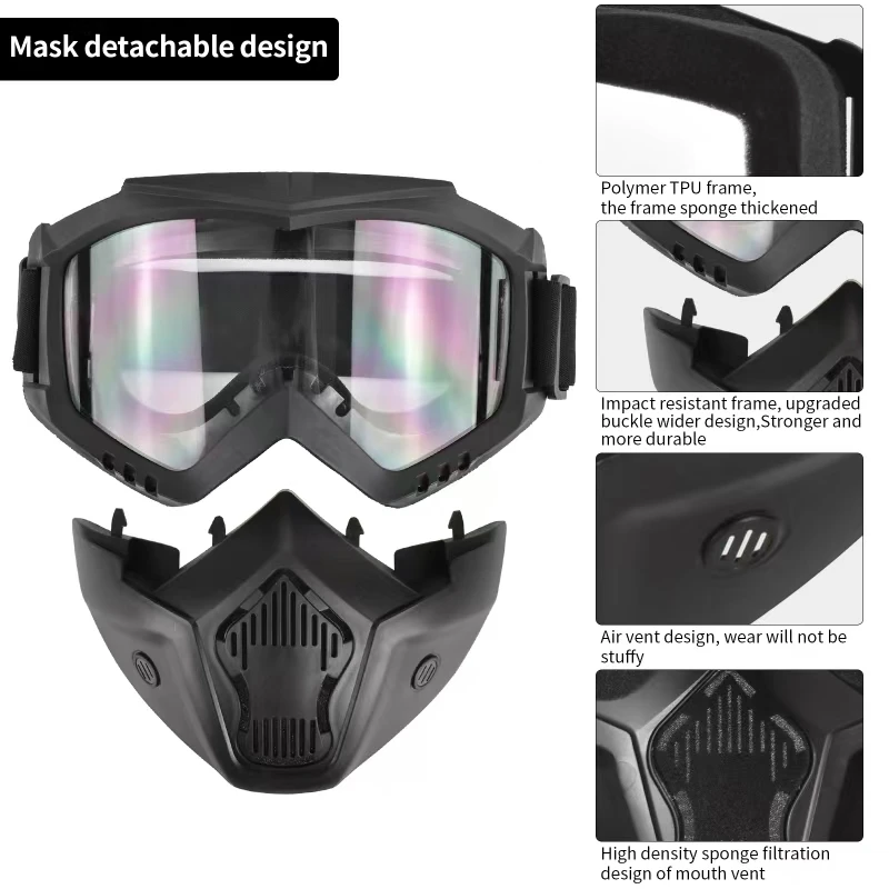 3mm thickened lens  Facemask Full Face Protect Funny Mask With ABS Helmet Tactical Mask Alien CS Riding Protect Equipment