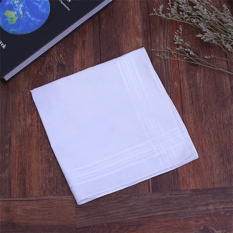 
Good quality wholesale white color soft 100% cotton handkerchief for gift 