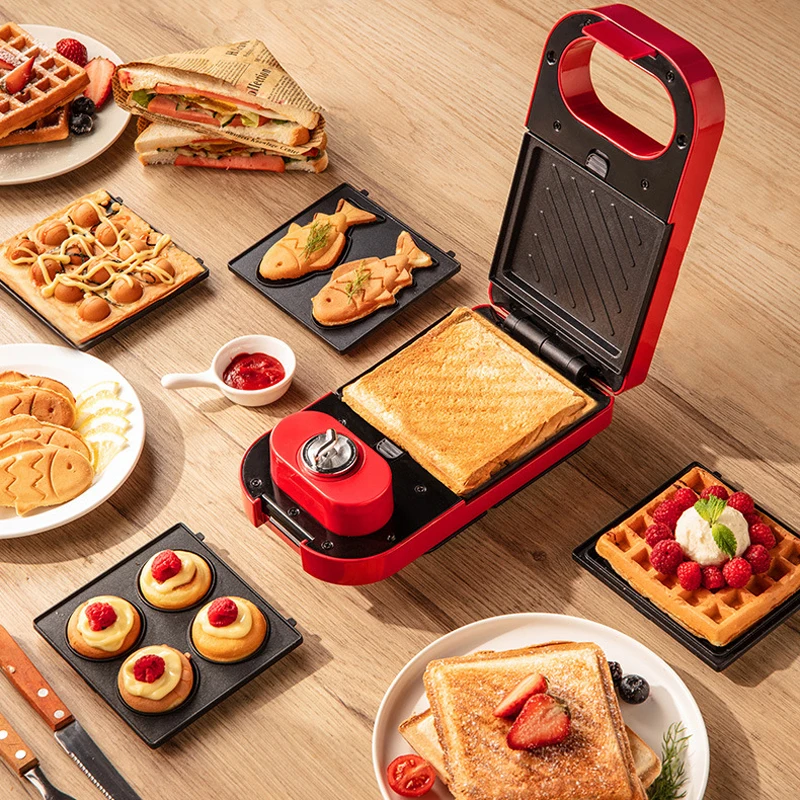 WAN GONG Electric Sandwich Maker Breakfast Machine Household Light Food Multi Function Waffle Maker Takoyaki Toast