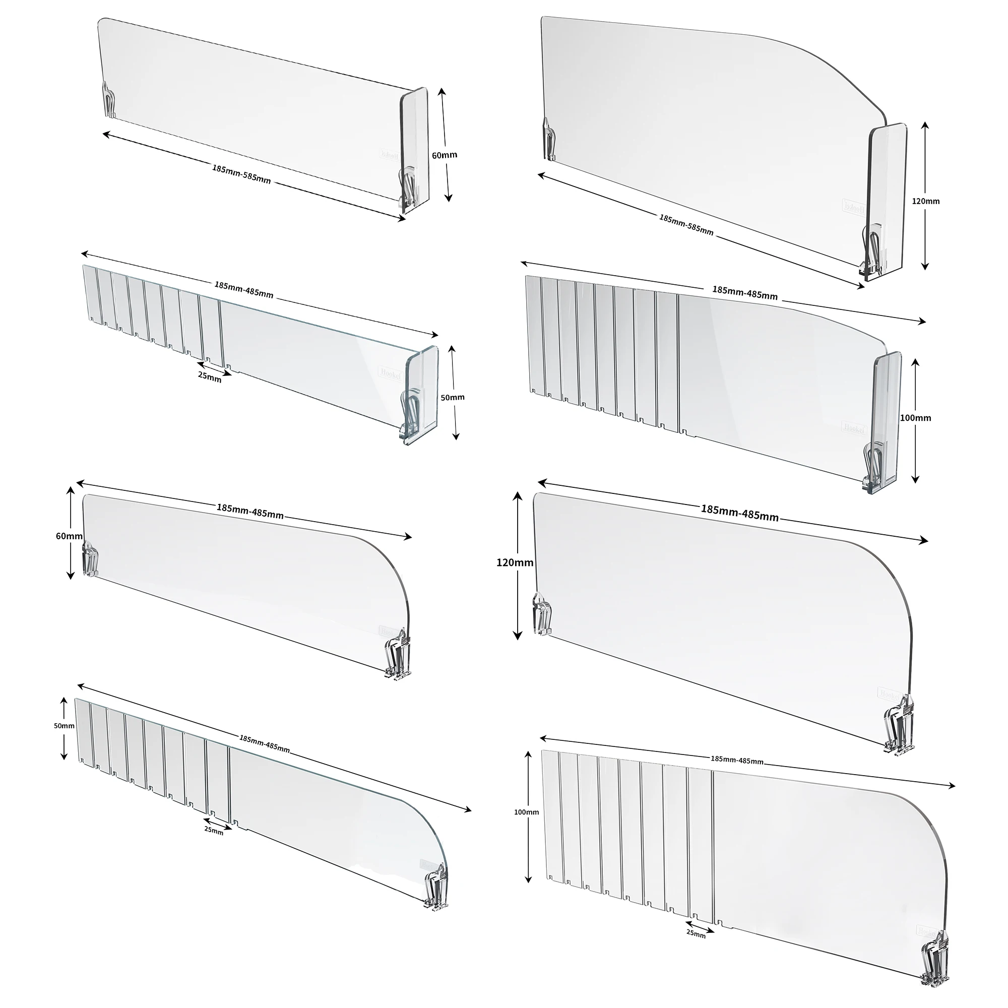 Hookei Plastic PVC Shelf Divider Shop Shelf Divider and Shelf Separator for Organization in Store