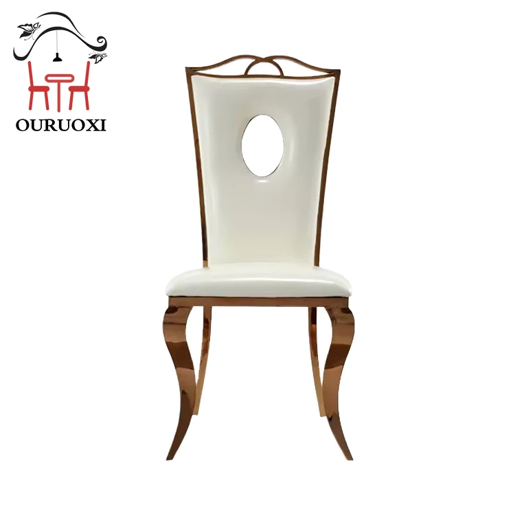 wholesale modern leather high back gold metal stainless steel legs dining chair