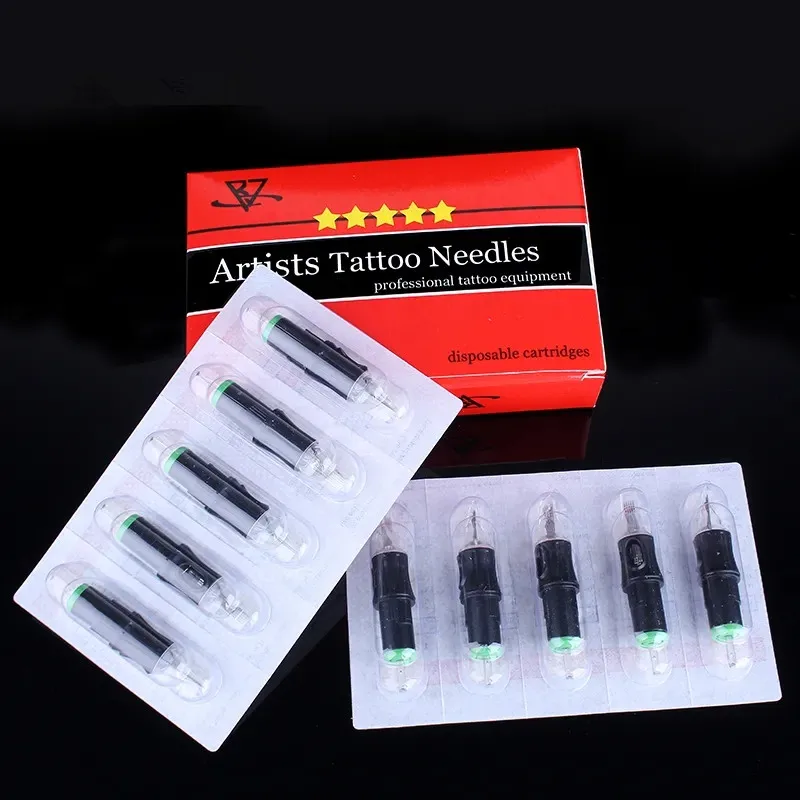 Artist Black Tattoo Cartridge Needles Safety Transparent Cartridge Needle 10pcs Grip Sterilized Plastic Cartridge