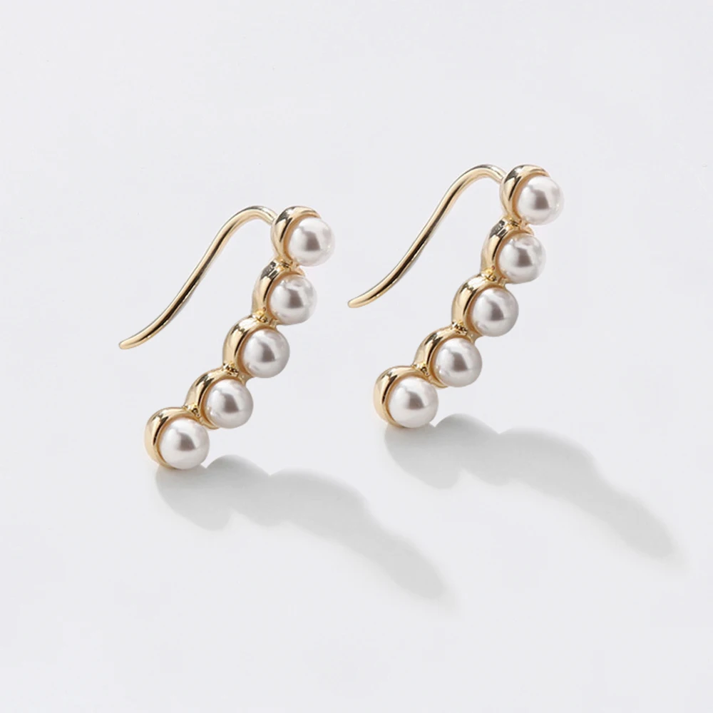 Mini Constellation Pearl Ear Crawler Earrings for Women Ear Jacket Earrings Pin Vine Wrap Studs Jewelry