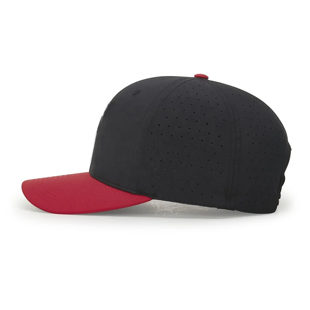 Wholesale Laser cut holes blank perforated quick dry custom PVC patch sports trucker hat waterproof 6 panel golf baseball cap