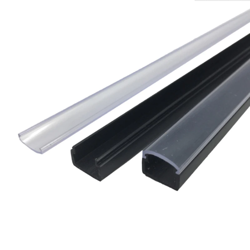 Black or white or clear transparent PVC  Channels PVC Profile  for LED Modules or LED Flexible Strips or LED Bars