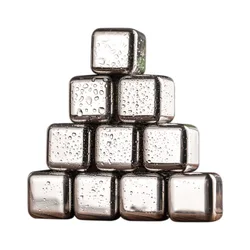 Amazon Hot Selling Reusable Stainless Steel Ice Cube With Tongs Whiskey Ice Cube Stone Whiskey Rocks Gift Set