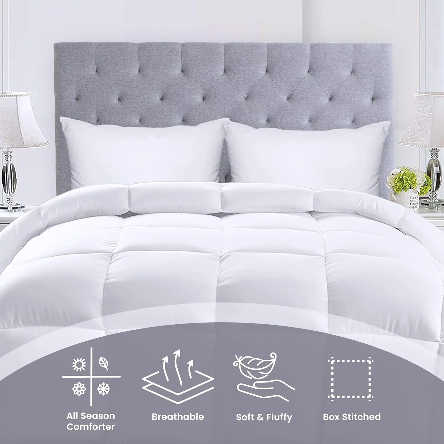 Down Alternative Comforter Twin White All Season Comforter Plush Siliconized Fiberfill Duvet Insert Box Stitched