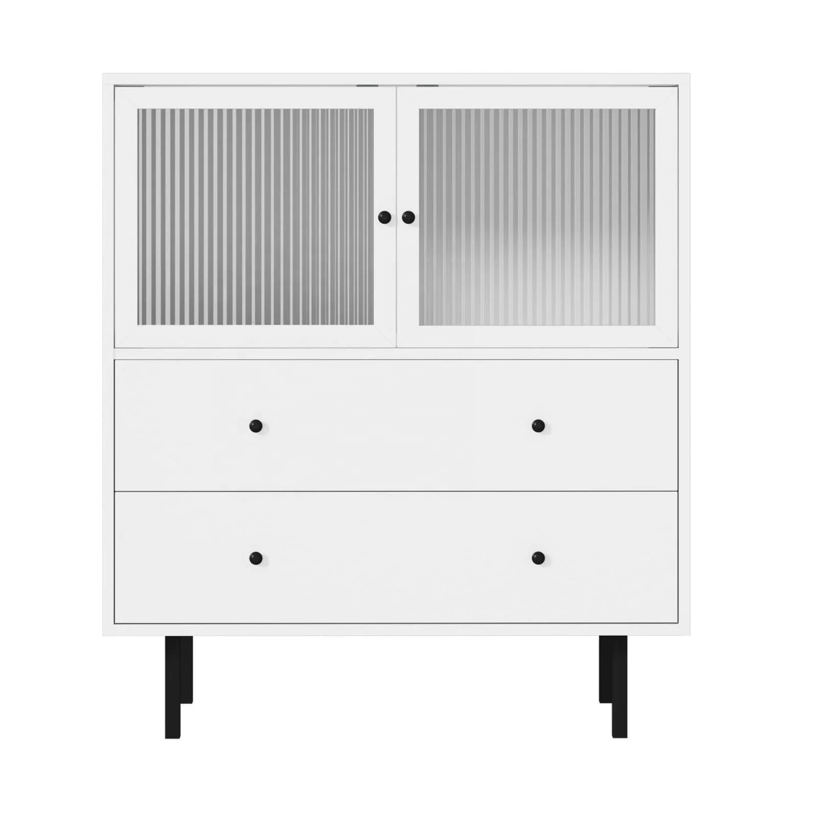 Modern Simple Display White Recycled Pine Standing Feet Living Home Furniture Storage Cabinet