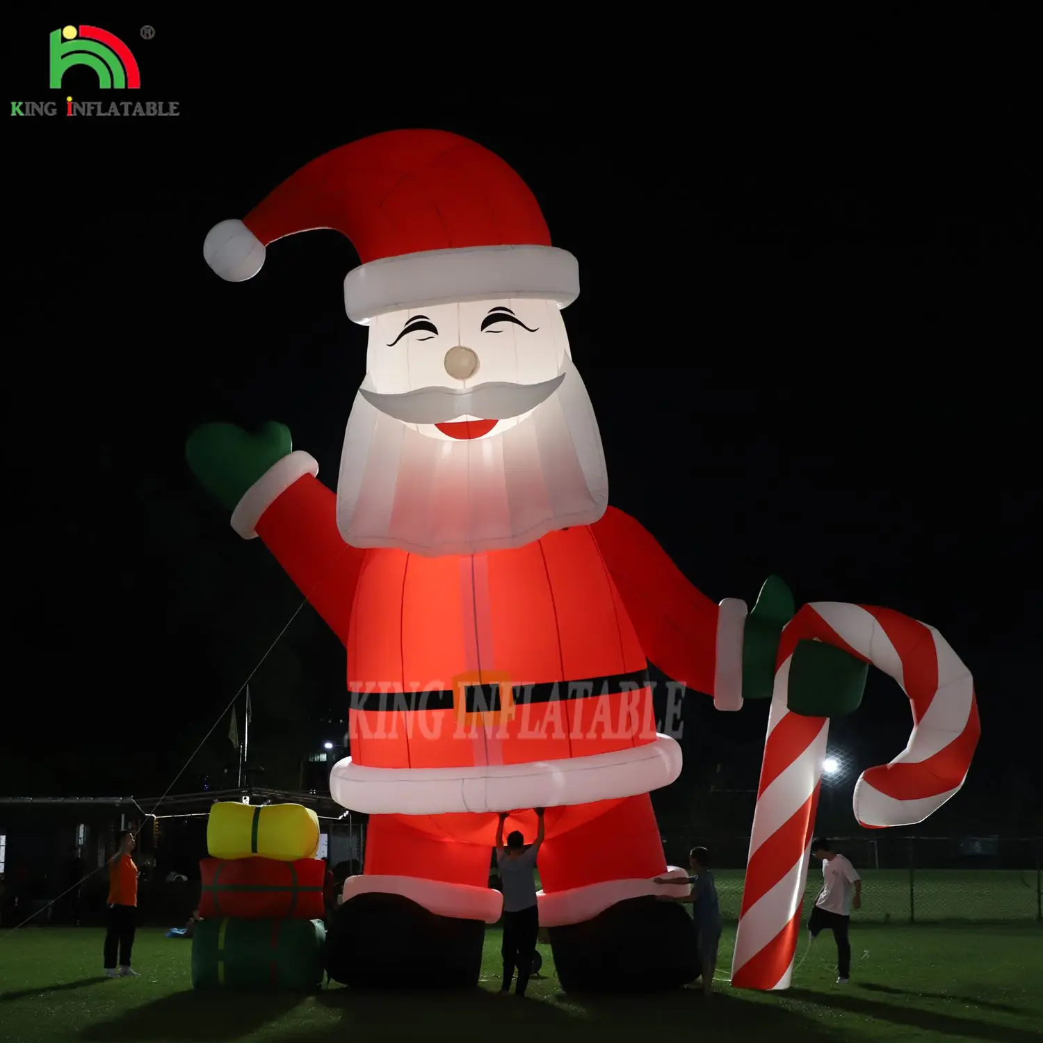 Glowing Inflatable Santa Claus Ornament 33ft Cartoon Giant with LED Lights for Christmas Garden Party Decor