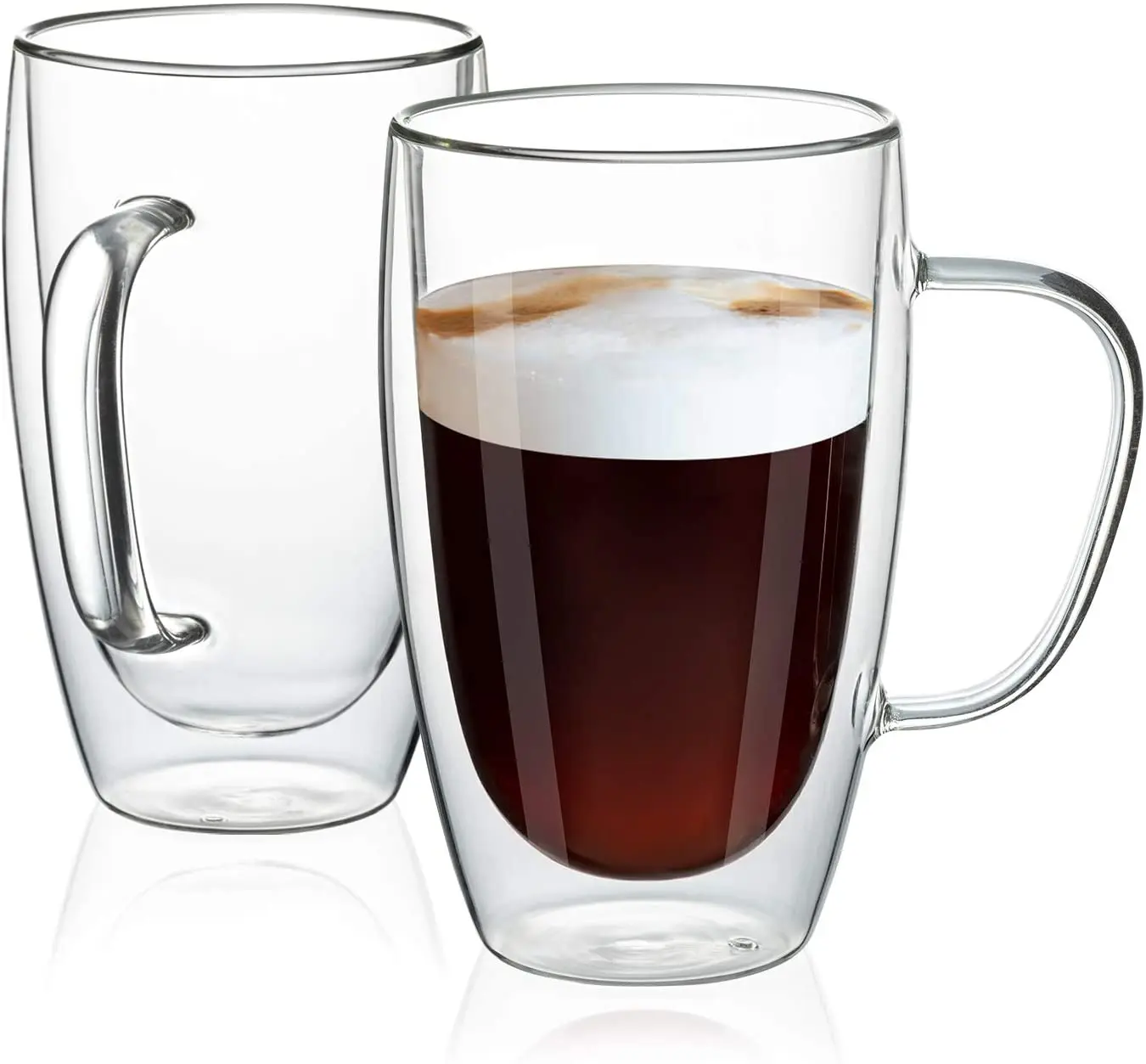Wholesale 16oz Premium Double Wall Insulated Glass Mugs with Handle Coffee or Tea Clear Glass Drinking Cup 50 Pcs 450 Ml