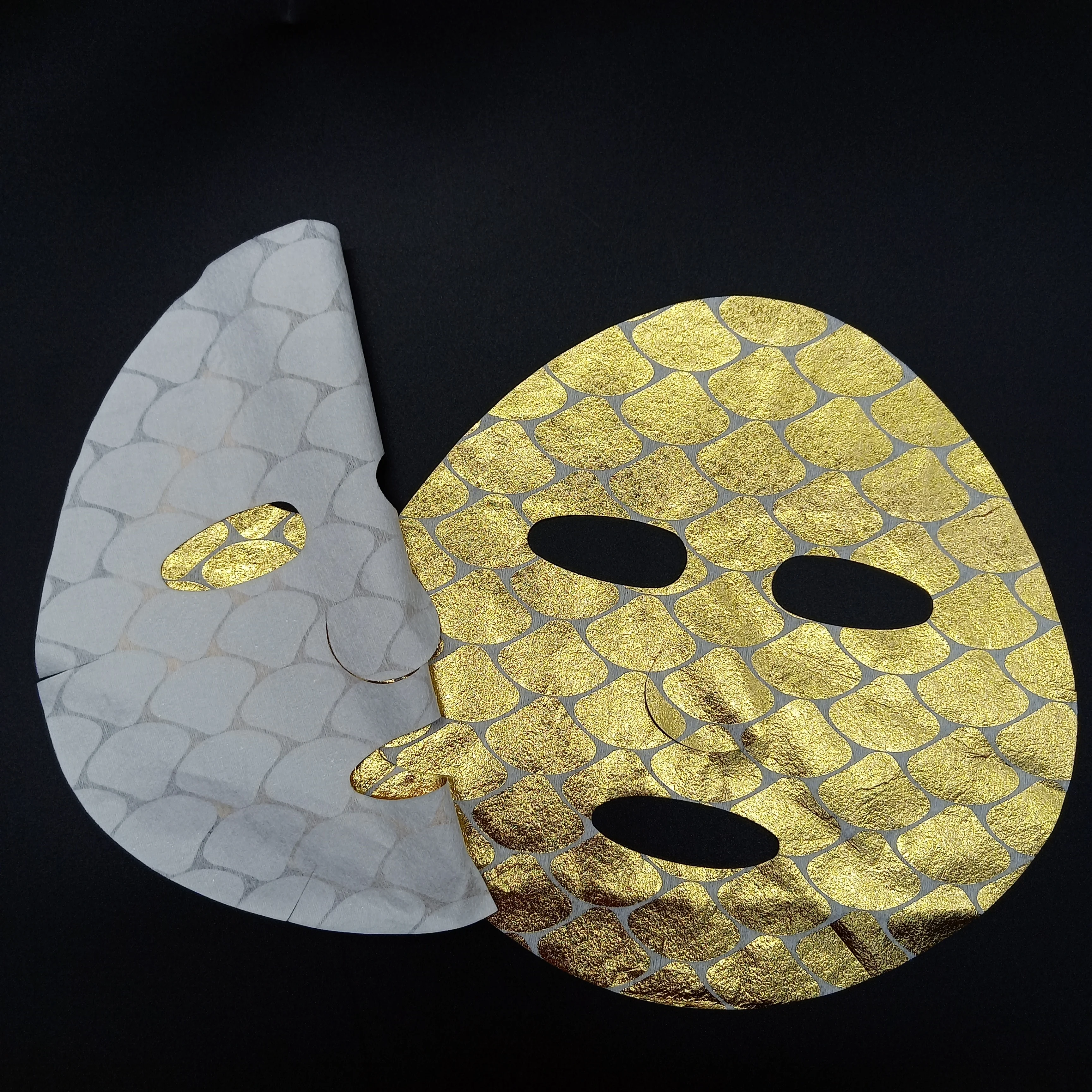 Оптовая продажа, индивидуальный золотой узор, печатный 40 г/кв. М Тенсел, нетканый материал, уход за кожей лица, маска, бумажный лист