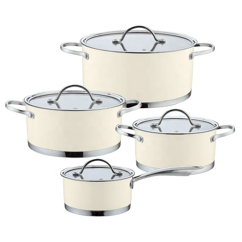 Customizable Kitchen Cooking Pots And Pans Induction Cookware Stainless Steel Cookware Set With Glass Lid
