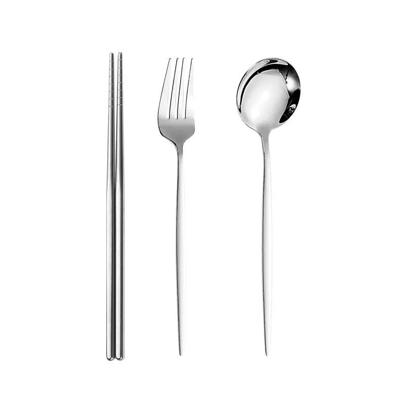 Нержавеющая сталь многоразовые уличные персонализированные портативные португальские дорожные складные палочки для еды Ложка Вилка Набор столовых приборов с чехлом