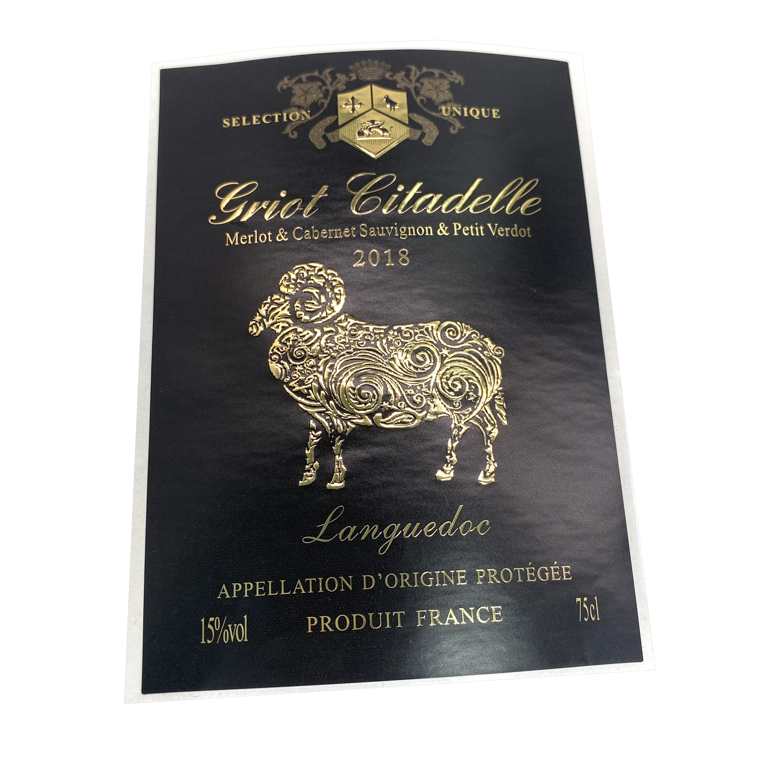 Custom Printing Uv Spot Gold Foil Embossed Premium Textured Paper Red Wine Packaging Label Personalize Wine Bottles Labels