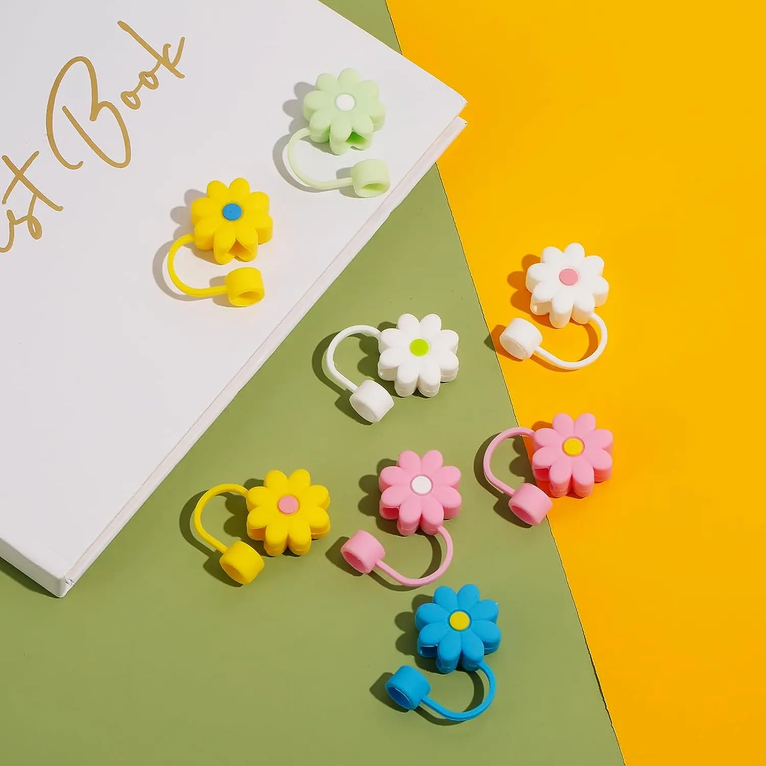 Silicone Flower Straw Cover Topper for Stanley Cup Compatible with 30&40 Oz Tumbler with Handle Straw Tip Covers 10mm 0.4in