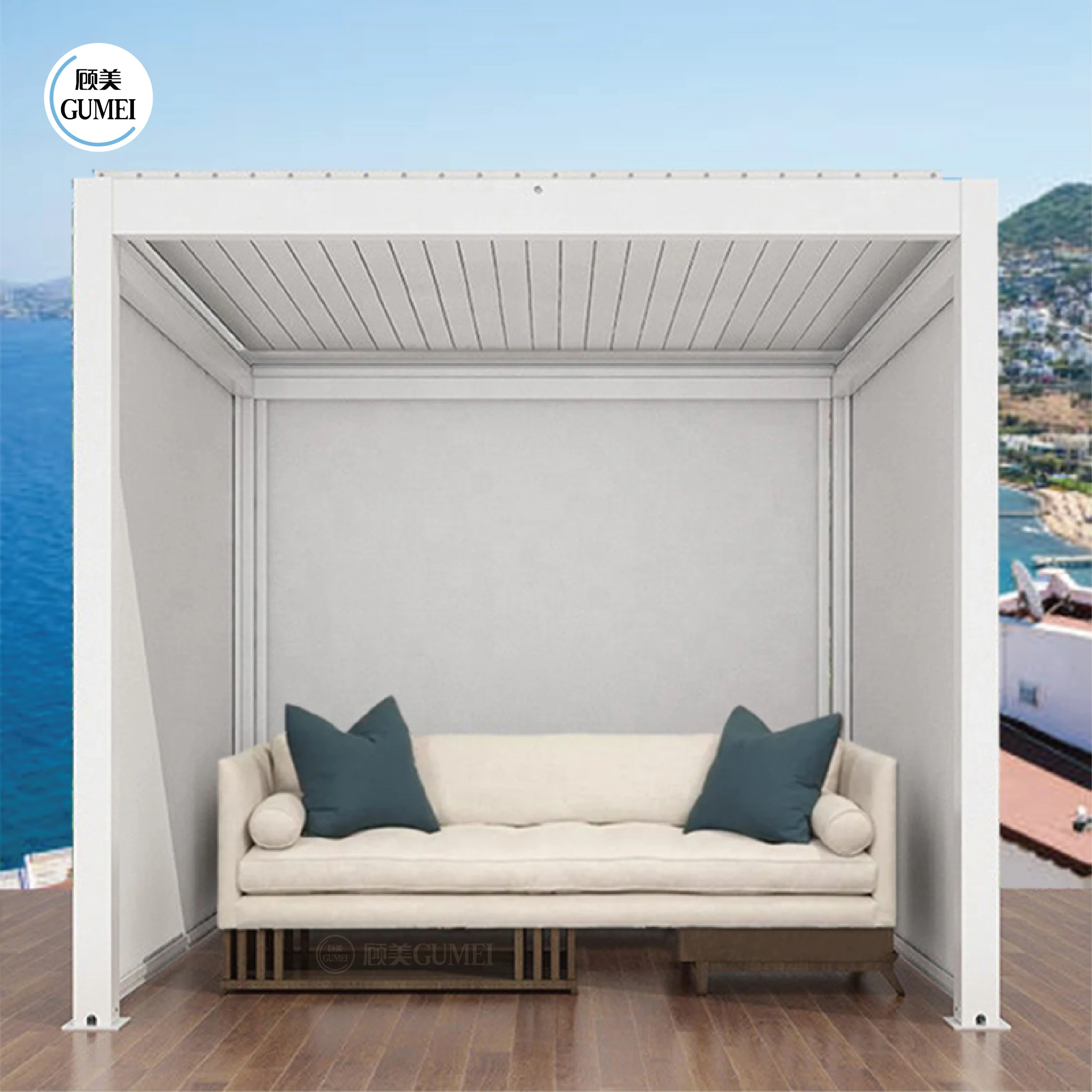 House Sun Rays and Rain Controllable Waterproof Louver Roof Bioclimate Pergolas For Sunny Zones