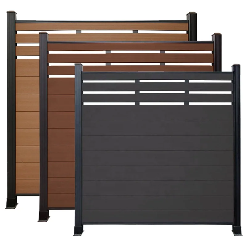 Emerging Wood Plastic Composite Fence Aluminum Post Outdoor Decoration Privacy Slat Wall WPC Fence Panel