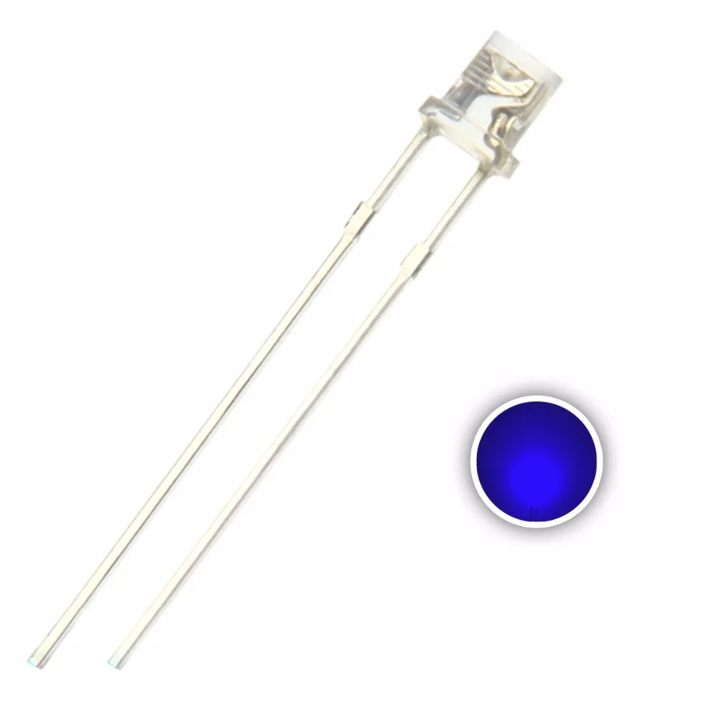 Through Hole 3mm LED Flat Top Water Clear Blue LED Light Emitting Diode Lamp free sample