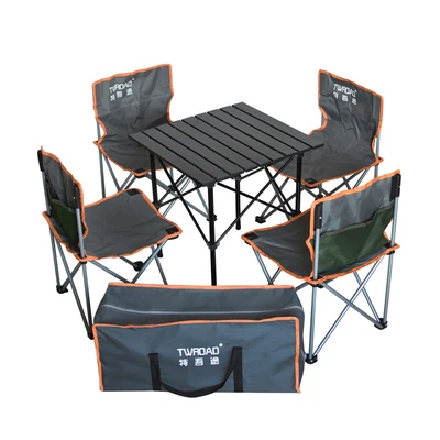 
Wholesale Medium size Portable roll up folding aluminium camping table with 4 folding chair table sets 