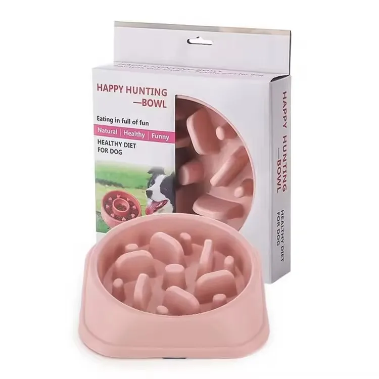 Slip Resistant Slow Feeder for Wet or Dry Dog Food Go Slow Anti-Gulping Dog Dish Bowl