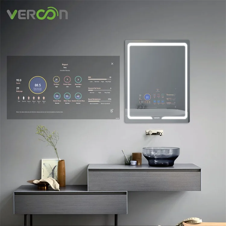 Хит продаж 2021 умное зеркало для ванной Vercon со светодиодной подсветкой