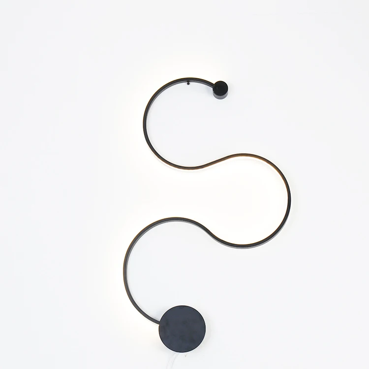 2020 ultra thin new Indoor European style minimalist creative curve slim modern LED linear decorative wall light