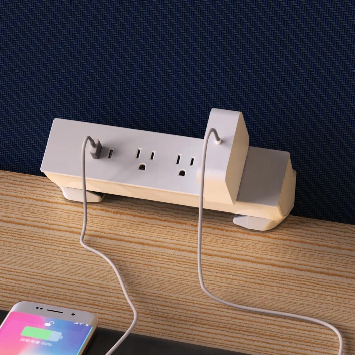 UL listed sticky tabletop US clips 15A desktop clamp 3 plug outlet power extension socket