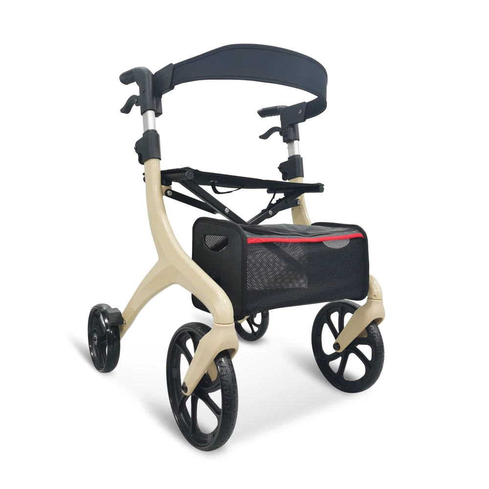 Bliss Medical Transport Folding Aluminum Rolling Rollator Walker Lightweight for Seniors Elderly  Adultswith Seat