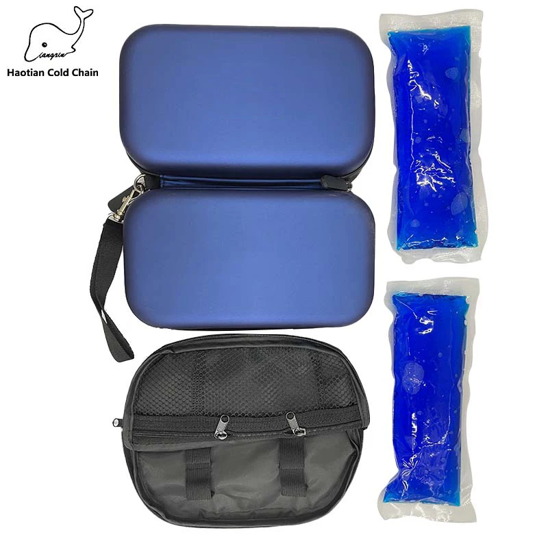 Customized Hard Insulin Cooler Travel Case with 2 Reusable Ice Packs and Temperature Detection Strip Use for Daily Life and Trip