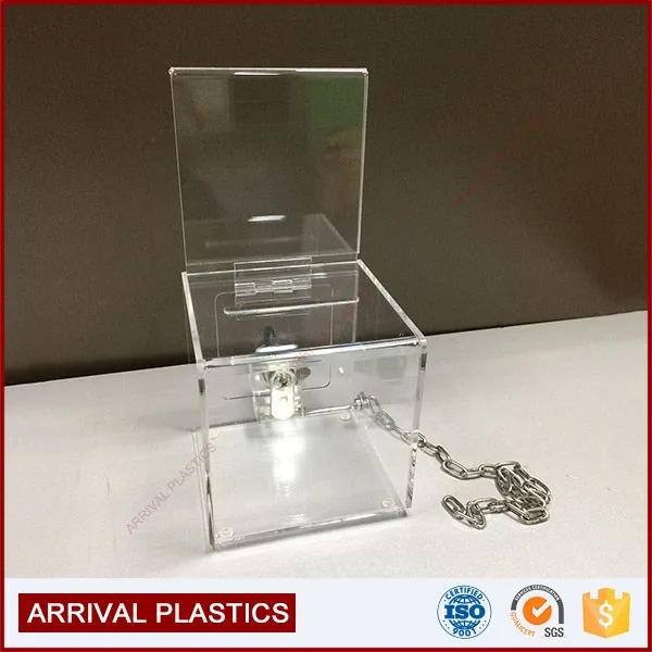 Custom OEM Lockable Plastic Plexiglass Charity Collection Donation Box Acrylic Charity Money Boxes for Donations