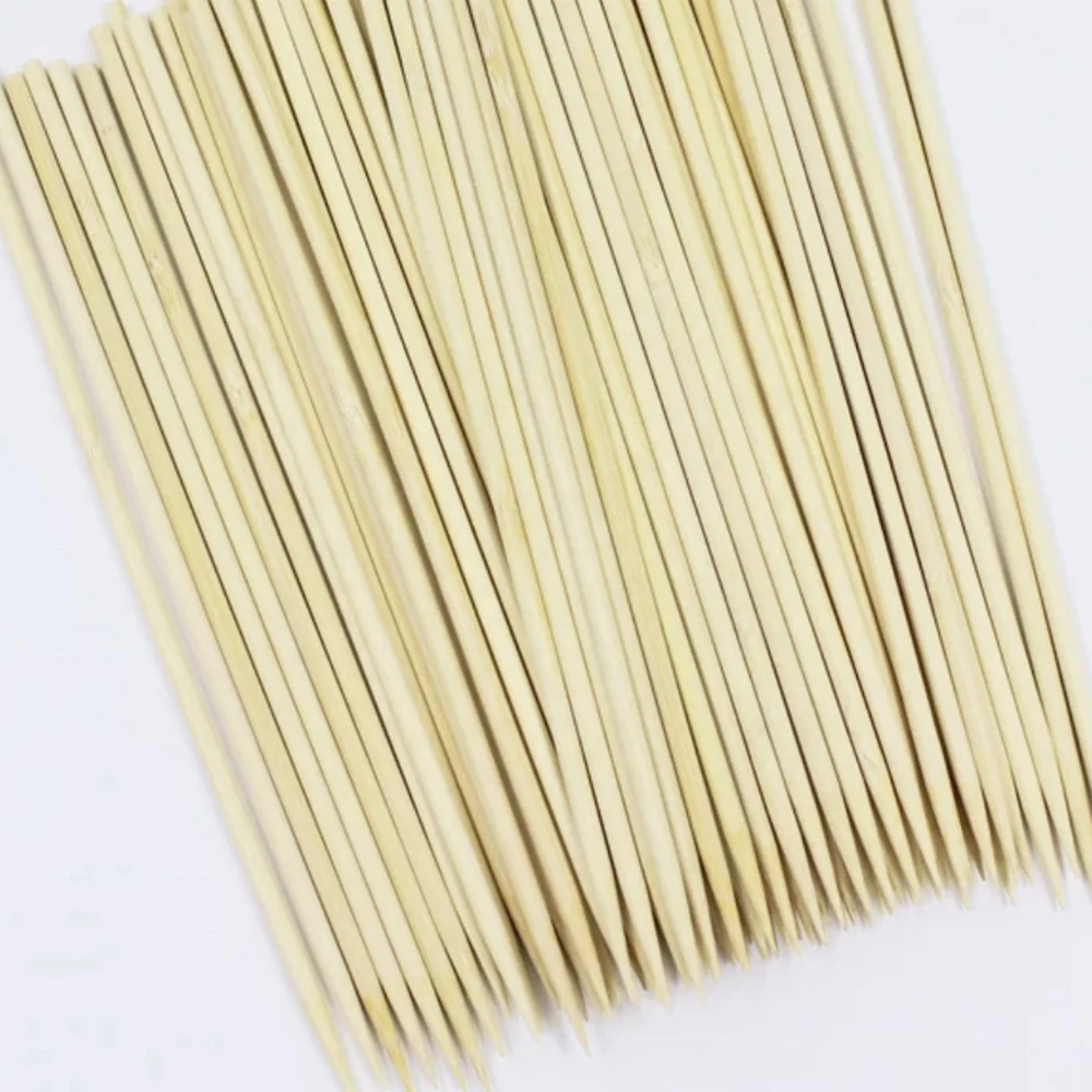 Eco-friendly Wood Kabob 2.5mm 30cm Sticks Barbeque Skewers Round Bamboo Skewer with Custom Logo Disposable BBQ