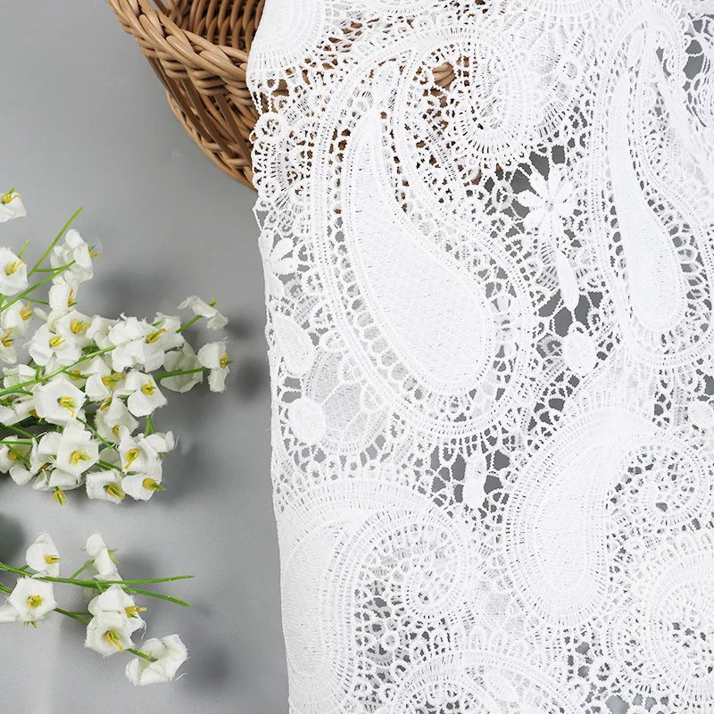 fashion white custom color pattern tulle embroidery materials lace fabric for clothes evening dress