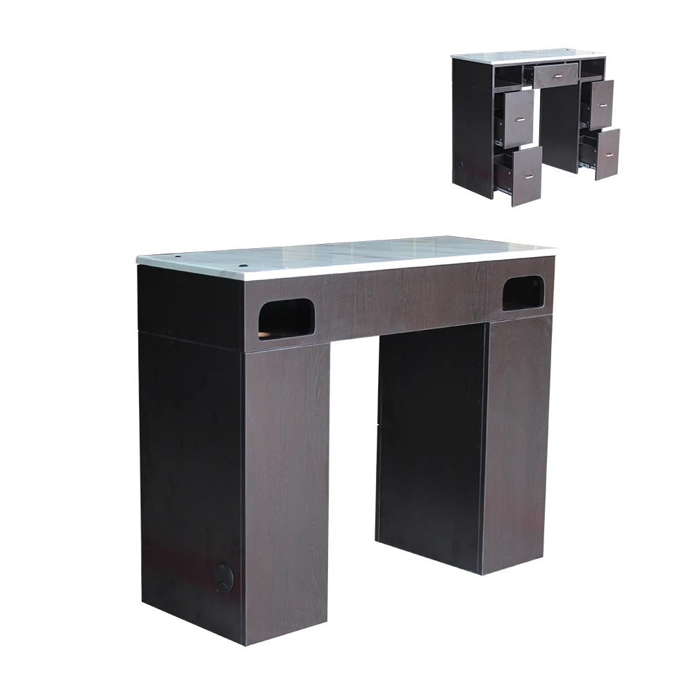 Wholesale Beauty Nail Salon Furniture Manicure Table With Quartz Stone Aceton Proof
