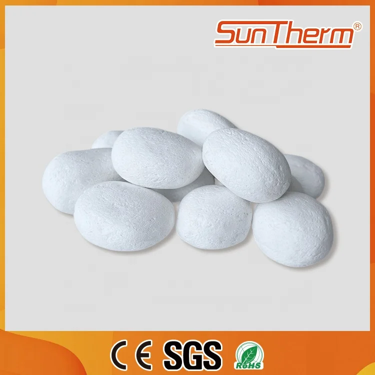 Fireplace Accessories Ceramic Fire Pebbles Refractory Stones White