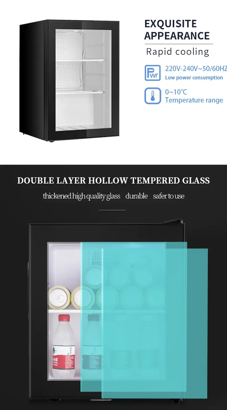 Counter 70L glass door display small refrigerator compact mini fridge for home shop drink cooling refrigerator