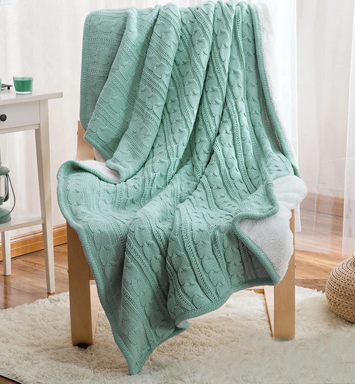 wholesale 100% cotton linen throw rockwool yarn dyed oversized bedding baby throw warming knitted blanket
